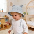 thumbnail image 5 of BRGZLK Baby Boys Girls Cotton Sun Hat Summer 2026 Solid Color Cute Ears Breathable Bucket Hat UV Protection Tie-Back Beach Cap Gray 1-2T, 5 of 6