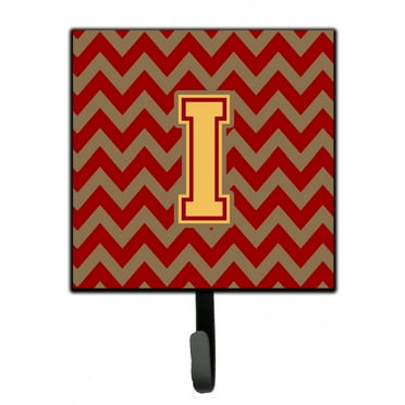 Letter I Chevron Garnet and Gold  Leash or Key Holder