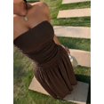 thumbnail image 6 of Brown Strapless Smocked Waist Maxi Dress With Pleated Skirt Elegant Formal Party Gown, 6 of 6