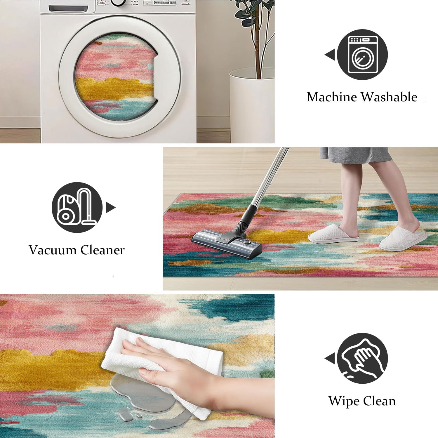 Three-Piece Kitchen Rug Set, Abstract Pattern Kitchen Hallway Rug, Soft And Comfortable, Suitable for Sinks, Floors, Entrances, Hallways, Bathrooms