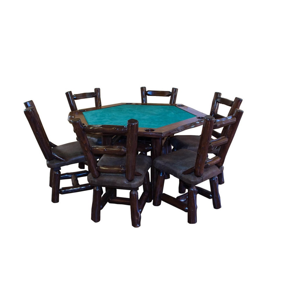 Kunkle Holdings LLC Red Cedar Log Hexagonal Game Table and 6 Chair Set by Overstock