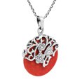 thumbnail image 2 of Daisy Vines Adorned Synthetic Coral Disc Sterling Silver Necklace, 2 of 6