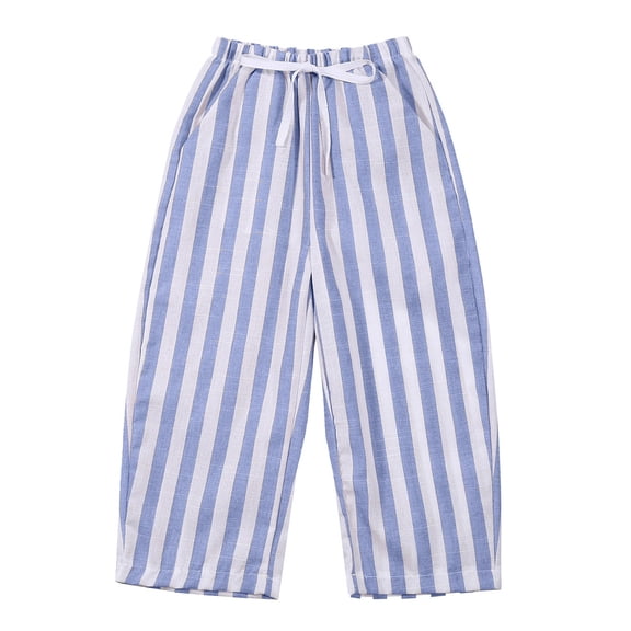 BOOMNY Toddler Boys Summer Pants Elastic Waist Drawstring Striped Wide Leg Baggy Jogger Pants With Pocket, Sizes 18-24 Months