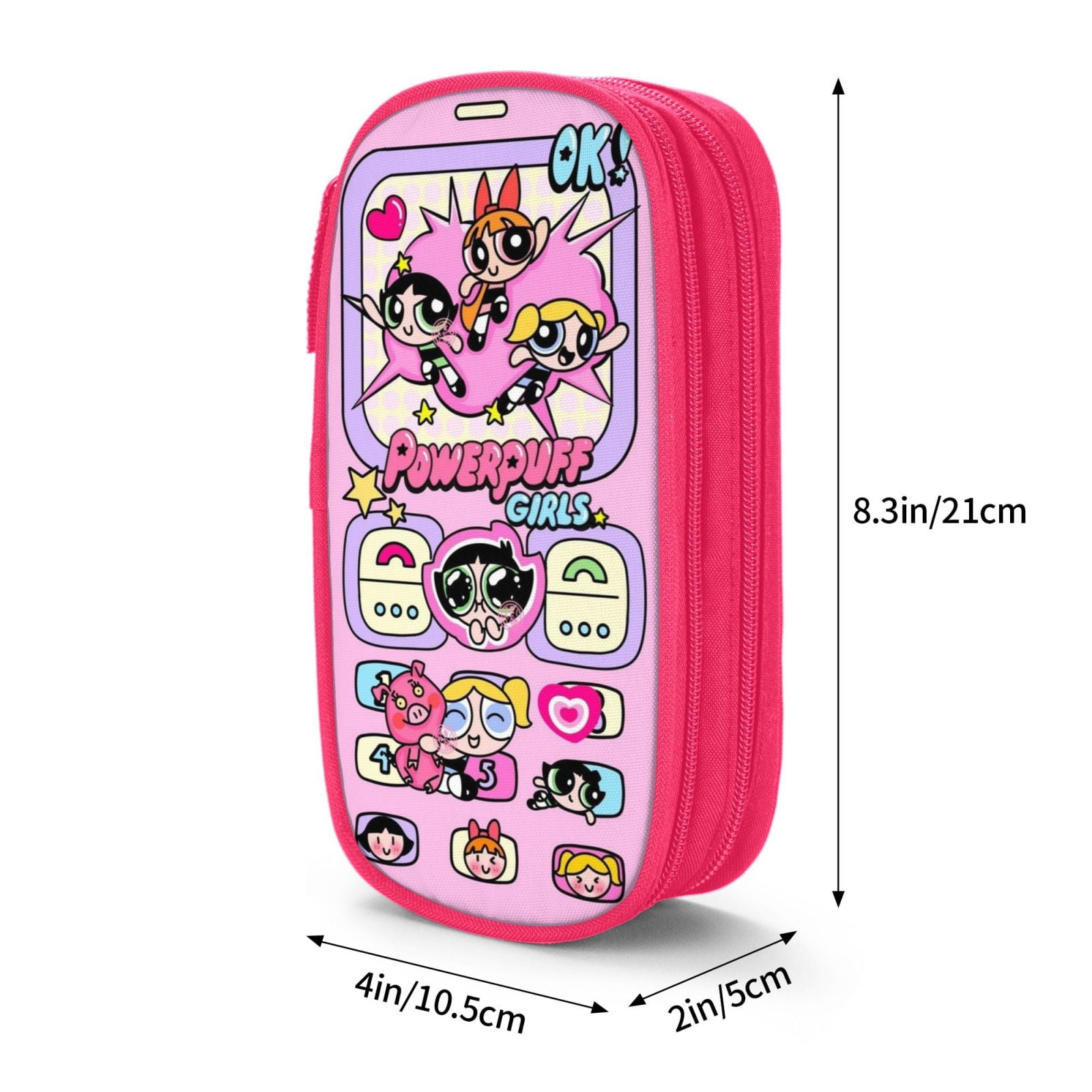The Powerpuff Gi-rls Pencil Case Large Capacity Pencil Pouch Penbag Office Stationery Organizer Travel Makeup Bag Pink