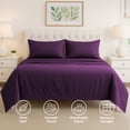 thumbnail image 4 of Bed Sheets Set, Microfiber Bedding Set, Deep Pockets, Wrinkle & Fade Resistant, Hypoallergenic Sheet & Bed Pillow Cases, 6-Piece (King, Purple), 4 of 9