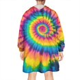 thumbnail image 2 of Colorful Rainbow Tie Dye Spiral Pattern Wearable Oversized Blanket,Wearable Blanket Hoodie for Adults,Cozy Hooded Blankets with Super Pockets,Super Warm Fuzzy Pullover for Women & Men, 2 of 6