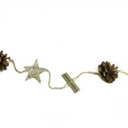 5 'Natural Brown Barch Bark Stars, Twigs and Pine Garland Artificial Christmas Garland - Déliter