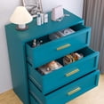thumbnail image 4 of Metal 4 Drawer Dresser,15.8" D x 31.5" W x 39.25" H,Home Peacock Blue Dresser for Bedroom,Storage Cabinet with 4 Drawers,Tall Dresser,Entryway, and Closet.Peacock Blue, 4 of 7