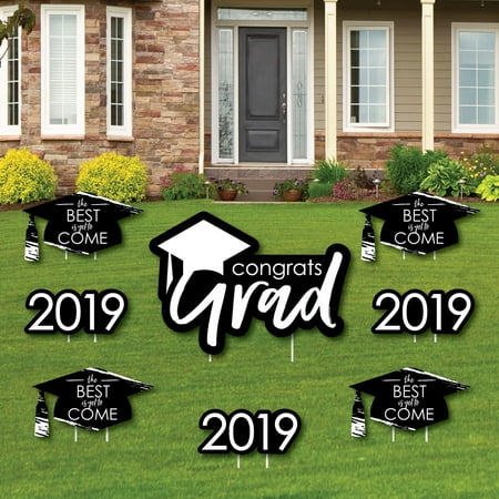 Black and White Grad - Best is Yet to Come - Yard Sign & Outdoor Lawn Decorations - 2019 Graduation Party Yard Signs