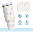thumbnail image 3 of Gobelet de 40 oz avec Poignée, Couvercle et Paille, Gobelet d'Eau Isolé, Tasse d'Eau en Acier Inoxydable, Tasse/bouteille Réutilisable, Compatible avec Porte-Gobelet, Empreinte de Patte Colorée, 3 of 6