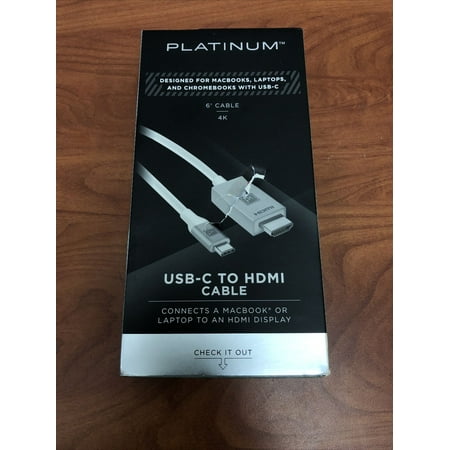 Platinum™ - 6' USB-C to 4K HDMI Cable for MacBook, Chromebook or Laptops with a USB-C Port - Gray