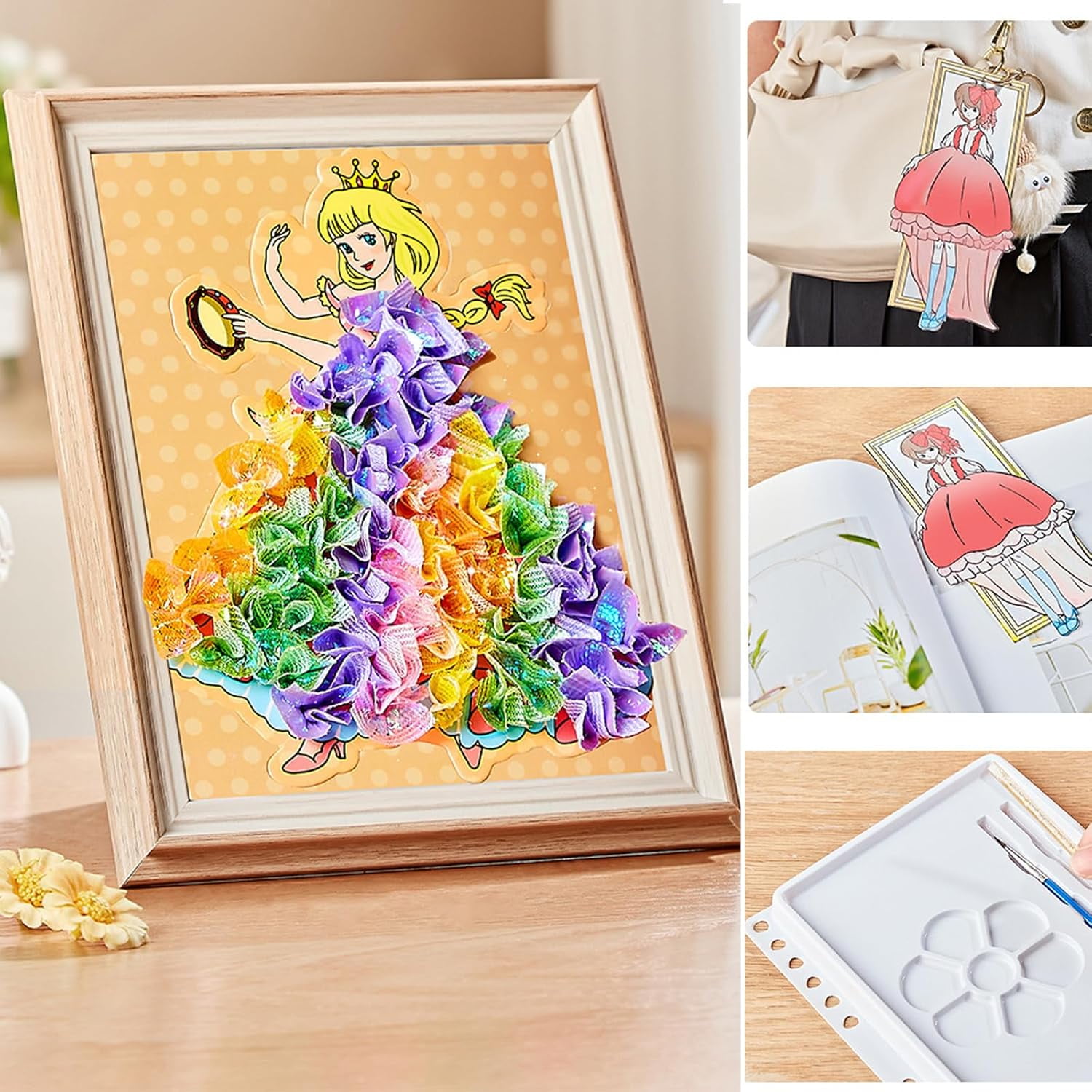 8-in-1 Magic Princess Craft Set, Princess Dress Poke Art Craft Kits for Girls, DIY Activity with Watercolor Painting & Stickers, Foil Crafts Art Fun & Gem Painting for Boys & Girls