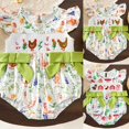 thumbnail image 2 of enyan Baby Girl Romper Farm Chicken Onesie Outfit Ruffle Smocked Bow Bodysuit Western Country Infant Newborn Summer Clothes(Pink & Light Pink,3-6 Months), 2 of 6