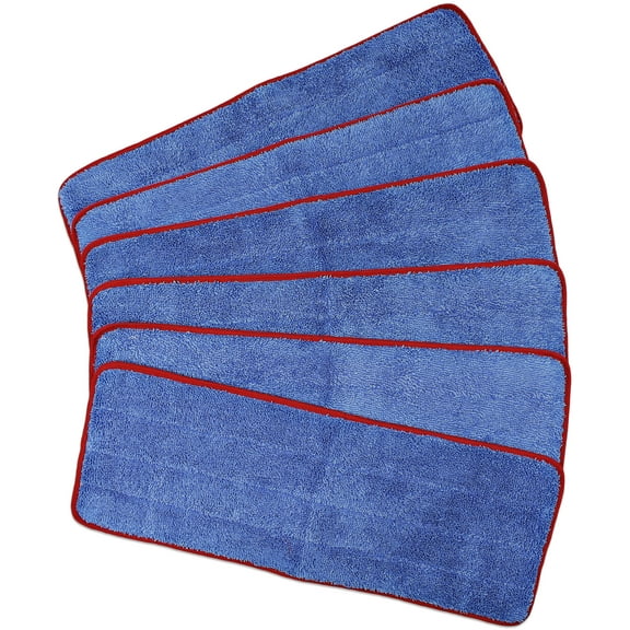 CleanAide® All Purpose Mega Microfiber Mop Pad 18 Inches Red 6 Pack