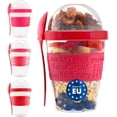 thumbnail image 6 of Tribello Yogurt Parfait Cups with Lids and Spoons, 4-Pack Reusable Leakproof Yogurt Containers, BPA-Free, 20 oz - Red, 6 of 9