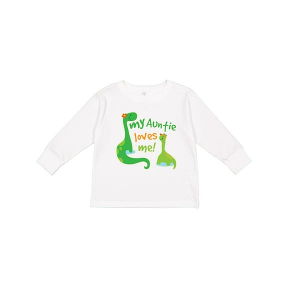 Inktastic My Auntie Loves Me Dinosaur Boys Long Sleeve Toddler T-Shirt