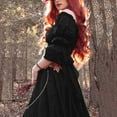 thumbnail image 3 of Adeawade Spring Dresses For Women V Neck Trumpet Sleeve Irish Shirt Dress With Corset Traditional Dress Gothic Retro Long Sleeve Corset Dress Elegant Wear 3Xl Black, 3 of 5
