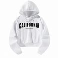 thumbnail image 4 of Sudadera con capucha y top corto para mujer, con letras blancas, informal, con cordón XL, 4 of 8