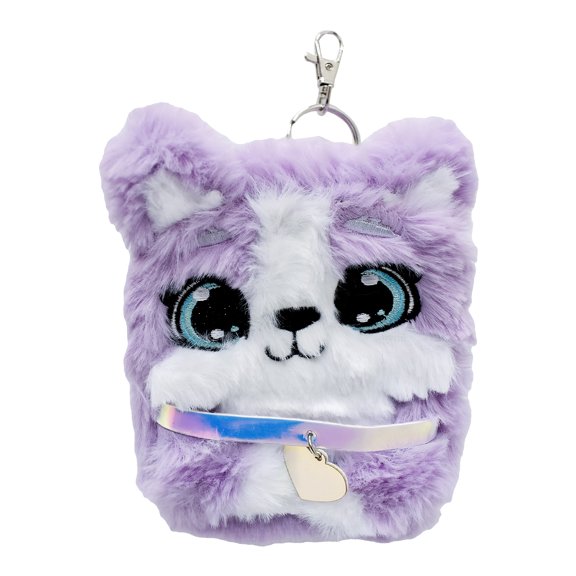 Claire's Girls Fuzzy Purple Dog Mini Backpack on Metal Keychain, Children's