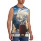 thumbnail image 2 of Fotbe Sunset Airplane Travel View Men's Camiseta sin Mangas Estampada para Hombres, Playera Casual para Gimnasio, Entrenamiento, Playa-Small, 2 of 7