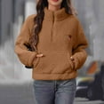 thumbnail image 4 of Fewfanhot Fall Outfits for Women 2025 Sherpa Fleece Half-Zip Pullover Cozy Warm Long Sleeve Sweatshirt Outerwear with Pockets, 4 of 6