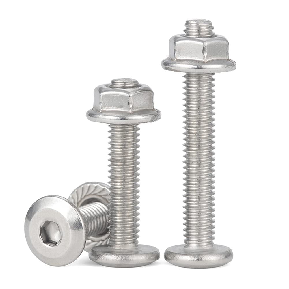 10 Pcs 304 Stainless Steel Large Flat Head Hex Socket Set Screws for Machining Fittings M6x40mm.