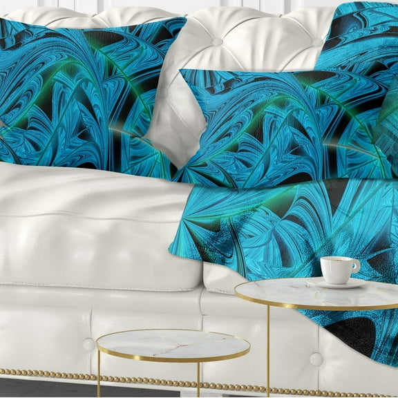 Designart Blue Winter Fractal Pattern - Abstract Throw Pillow - 12x20