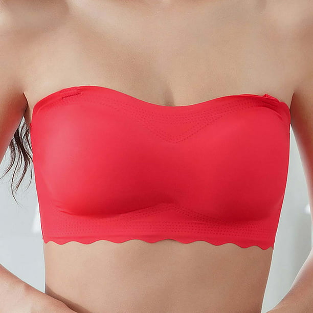 Essen Women Solid Color Padded Tube Top Bandeau Strapless Bra Brassiere  Chest Wrap 