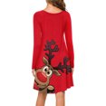 thumbnail image 3 of Women Christmas Sleep Dress Cartoon Reindeer Snowflake Gift Box Print Long Sleeve Round-Neck Loungewear, 3 of 6