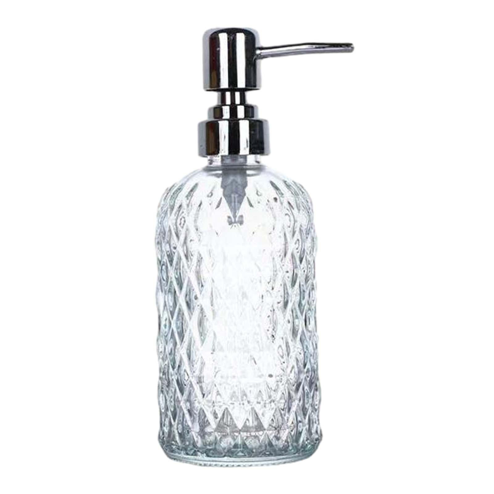 perfk Clear Glass Hand Dish Soap Dispenser Stylish with Rustproof Stainless Steel Pump