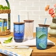 thumbnail image 2 of Beautiful 21-Ounce Tritan Swirl Texture Sipper Tumbler Set, Blue by Drew Barrymore, 2 of 11