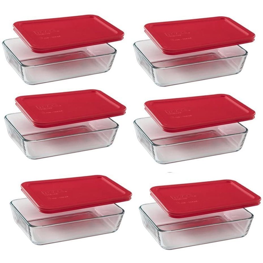 Pyrex 7210 3Cup Rectangle Glass Food Storage Dishes w/ 7210PC 3Cup