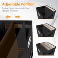 thumbnail image 4 of Vinyl Record Storage Box for + Single LPs Stackable Albums Linen Crate with Lid Collapsible Long Play Music Collection Holder Document File Folder Cabinet Organizer with Handle, 4 of 7