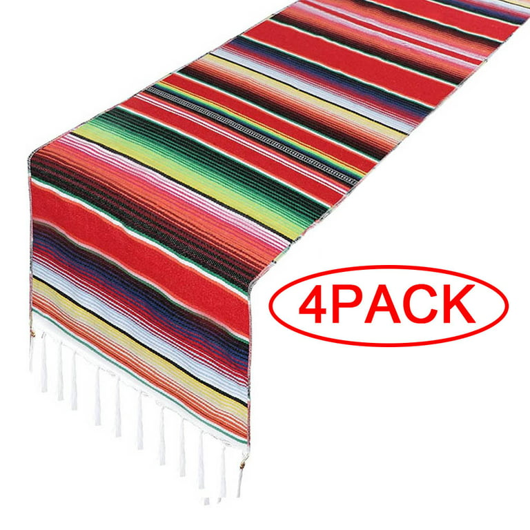 Ourwarm Mexican Party Supplies Serape Cotton Tablecloth Runner Felt Fan  Birthday For Wedding Table Paper Banner Decoration Y2F6