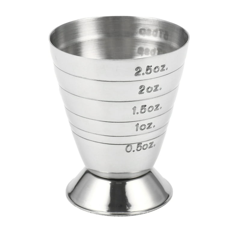 Measuring Shot Cup Ounce Jigger Bar Cocktail Drink Mixer Liquor Measuring Cup Mojito Measurer Milk Coffee Mug Stainless Steel, Silver