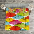 thumbnail image 3 of Ambesonne Colorful Quilted Bedspread Set 3 Pcs, Vivid Umbrella, Queen Size, Multicolor, 3 of 3