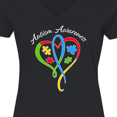 thumbnail image 4 of Inktastic Autism Awareness Heart Ribbon and Puzzle Pieces Women's V-Neck T-Shirt, 4 of 5