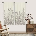 thumbnail image 3 of Rustic Flower Floral Plant Curtains Black White Leaf Rod Pocket Vintage HerbsWomen Wildflower Blossom Botanical NatureClassic Bedroom Living Room Treatment Fabric 2 Panels 42 x 63 Inch, 3 of 6