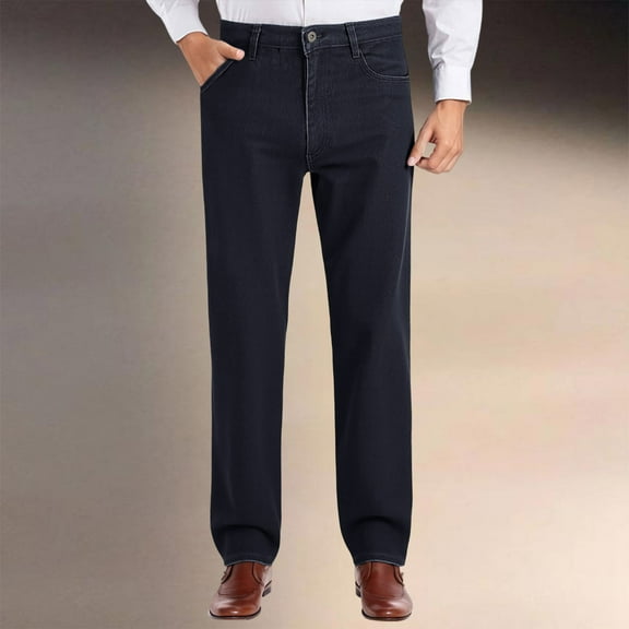 MHFRRA Mens Bootcut Jeans Men's Autumn Straight Leg Loose High Waist Casual Style Jeans Size 34