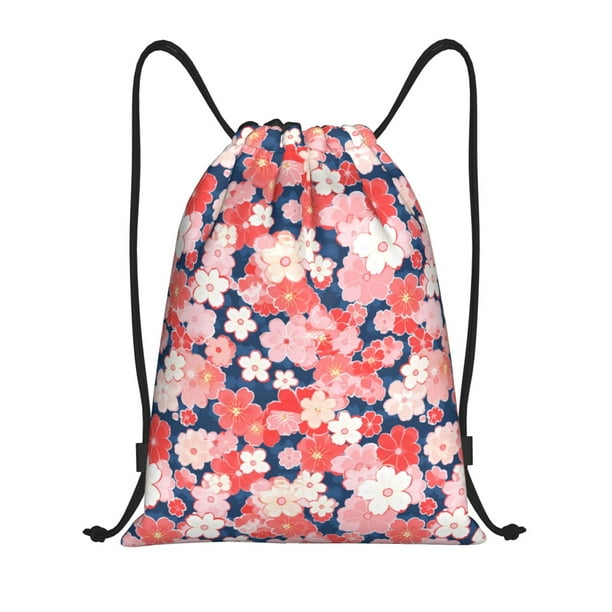 Fotbe Japanese Cherry Blossoms Bolsa Mochila con Cordón Estampada, Bolsa de Gimnasio Deportiva, Bolsa Cinch, Bolsa con Cordón para Hombres y Mujeres-Medium