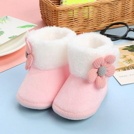 

Autumn and winter cute 0-15 months baby girl soft boots solid color pom-pom snow boots infant newborn warm shoes fashion comfortable shoes