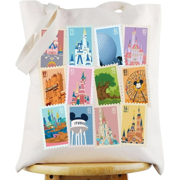TRAHOO-Magic Kingdom Canvas Tote Bag Mouse Theme Park Gift Castle Theme Park Shoulder Bag Magic Castle Park Merchandise