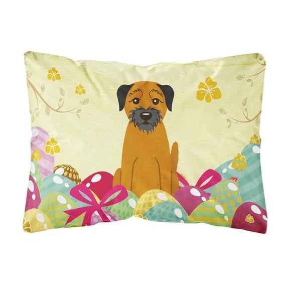 Carolines Treasures BB6039PW1216 Easter Eggs Border Terrier Canvas Fabric Decorative Pillow, 12H x16W, multicolor