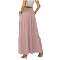 thumbnail image 4 of Boho Long Skirts for Women High Waist Flowy Tiered Maxi Skirt with Pocket Casual Basic Weekend Skirt Spring Summer 2026 Beach Vacation Outfits, 4 of 7