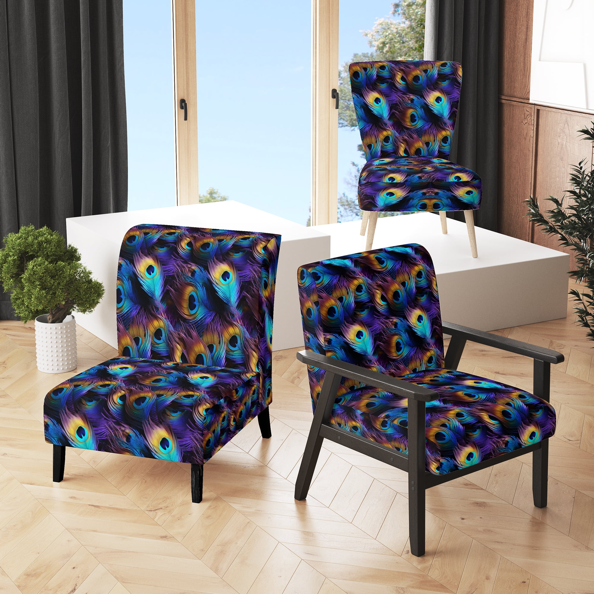 Peacock Blue Accent Chair Designart 