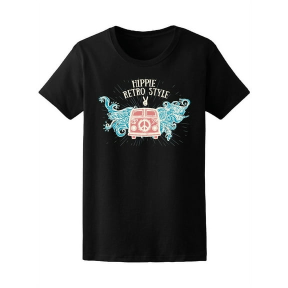 Hippie Retro Style Vintage Car T-Shirt Women -Image by Shutterstock, Female Small