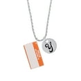 thumbnail image 2 of Delight Jewelry Acrylic Orange "Hello" Name Tag Silvertone Script Initial Disc - Y - Charm Necklace, 20"+3", 2 of 4