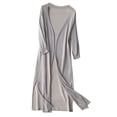 thumbnail image 2 of Clearance Sales Plus Size Coat Ladies' Solid Linen Ice Cotton And Linen Knit Cardigan Midi, 2 of 6