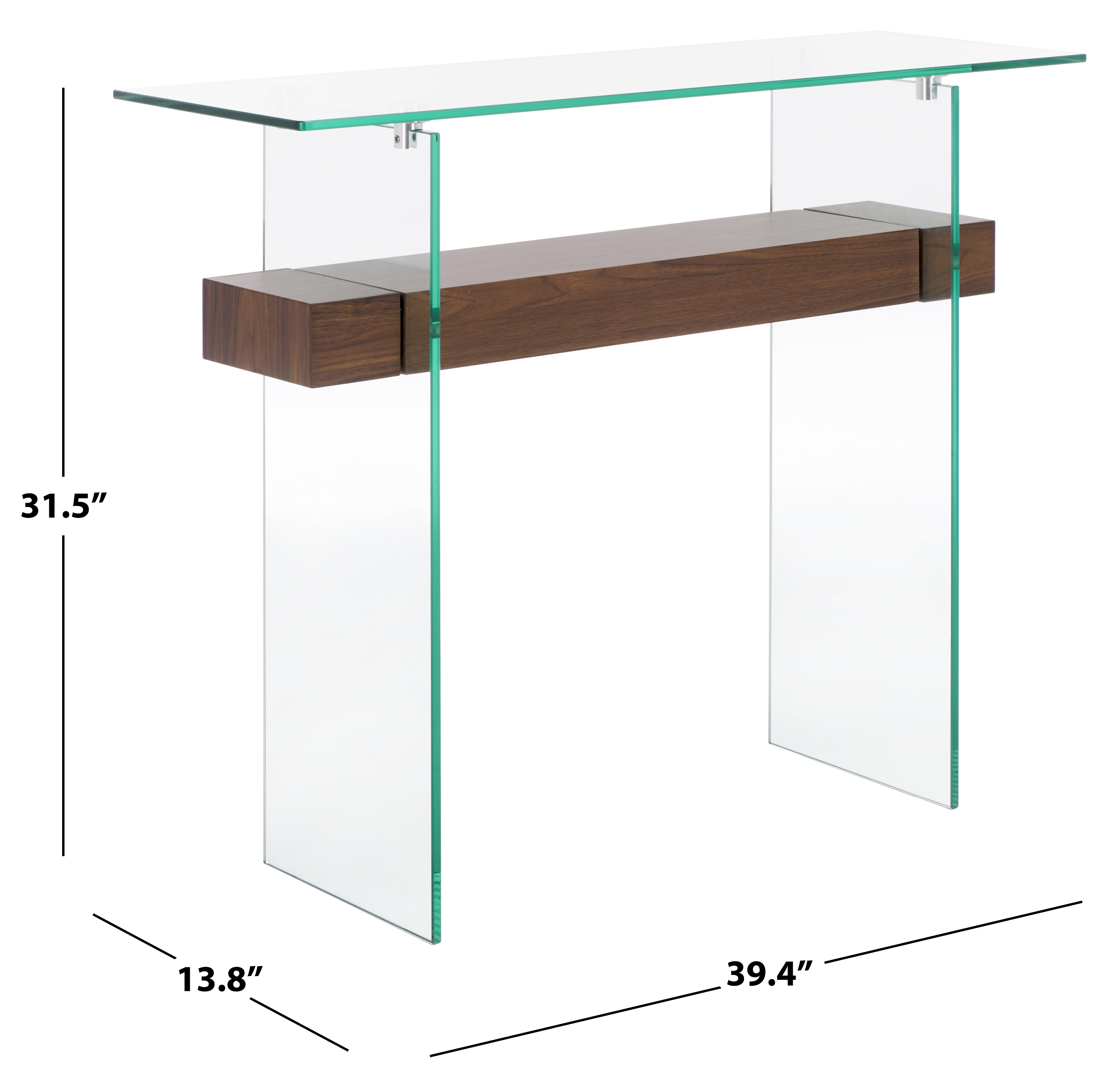 Safavieh Kayley Scandinavian Glass Console Table, Clear/Walnut