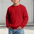 thumbnail image 2 of Weebloom Crewneck Sweatshirts Boy Fall Winter Pullover Tops Sweatshirt Red, 2 of 9